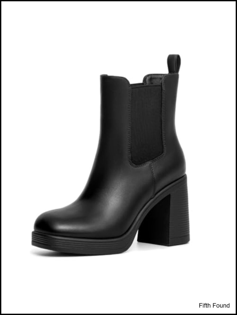 Women's Faux Leather Platform Chelsea Ankle Boots Block Heel Slip-On